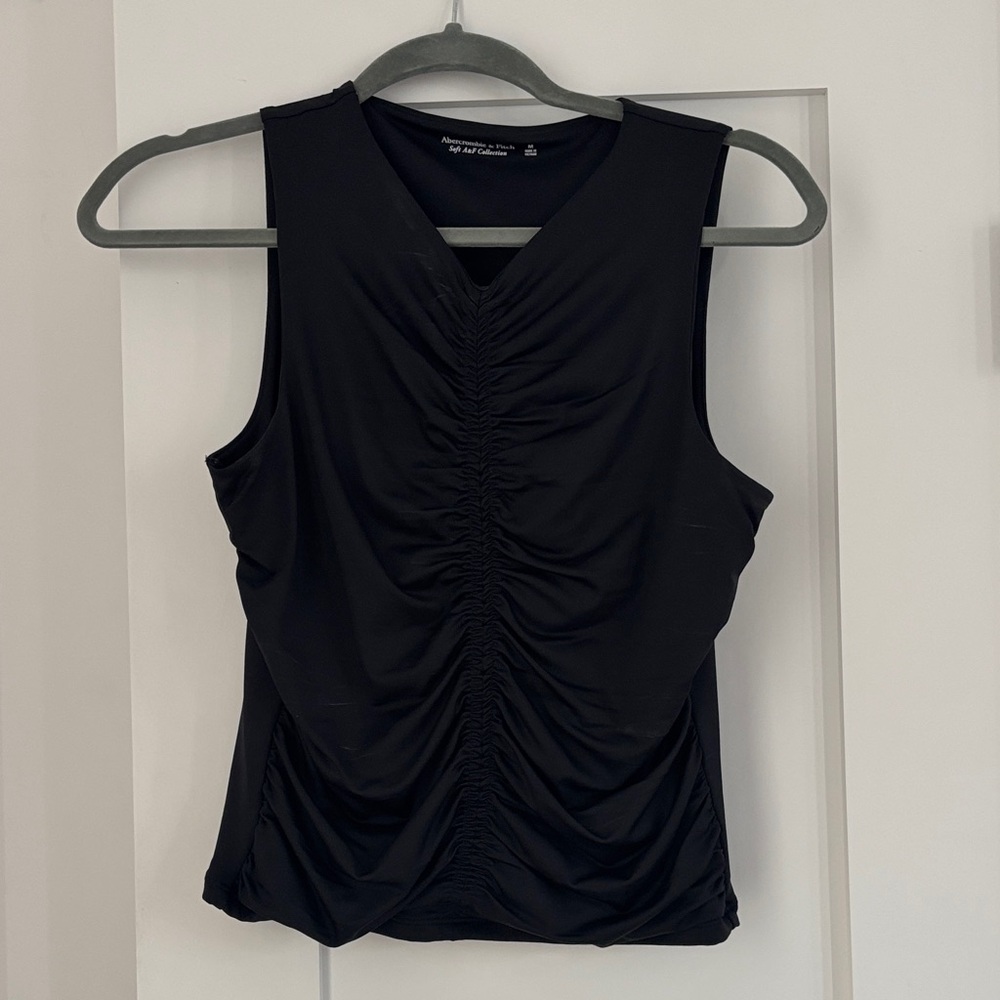 Abercrombie & Fitch Black Ruched Tank Top